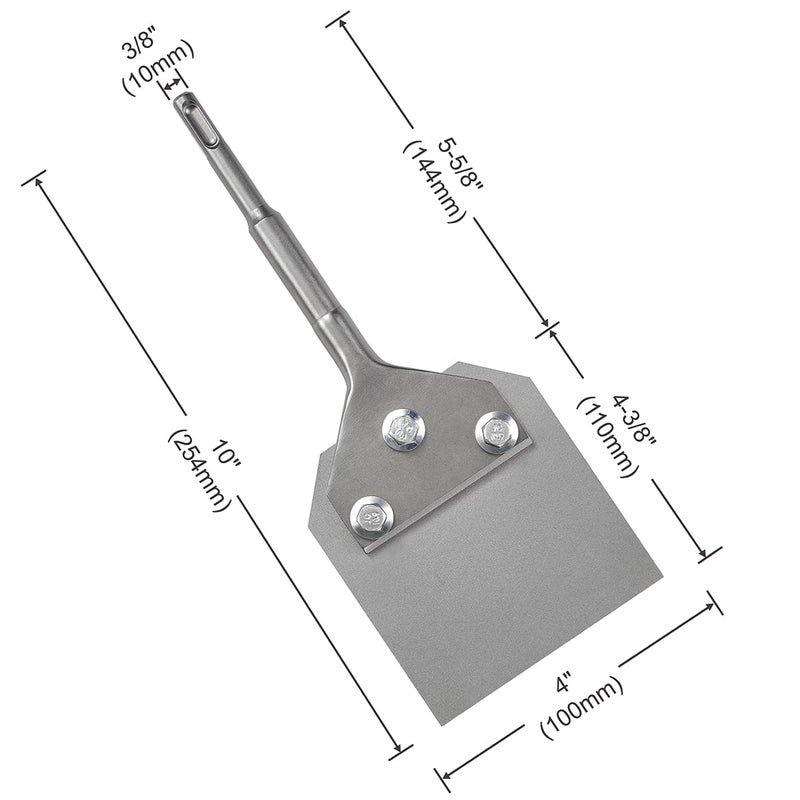 SPKLINE 4 Inch Wide SDS-Plus Floor Scraper Tile & Thinset Scaling Chisel SDS-Plus Shank 4" x 10" Thinset Scraper Adhesives Remover Wall Scraper Fits SDS-Plus Rotary Hammers and Chipping Hammer Drills - Image 2